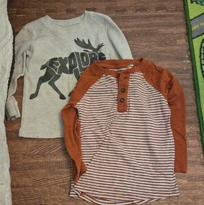 3/$15 - 3T Cat & Jack Brown and Gray Long Sleeve Tees